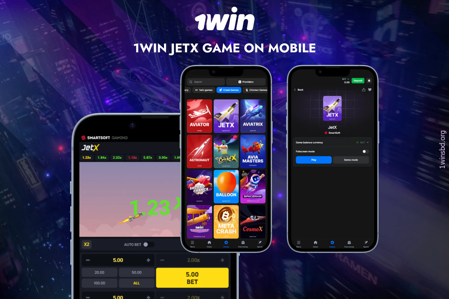 The 1win JetX gaming app is available for iOS and Android mobile devices