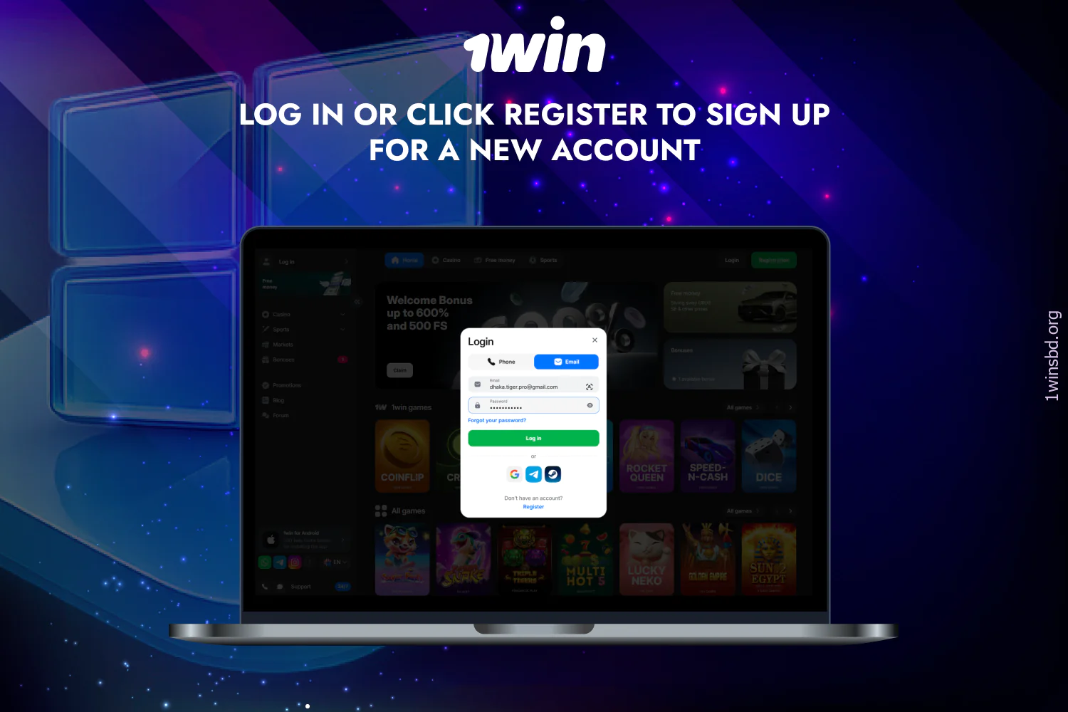 Launch the 1win application on your computer and log in