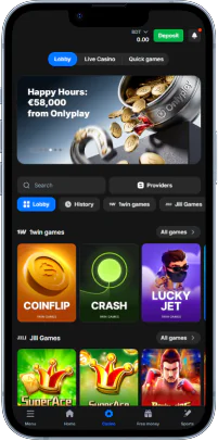 A collection of casino games is available through the 1win app